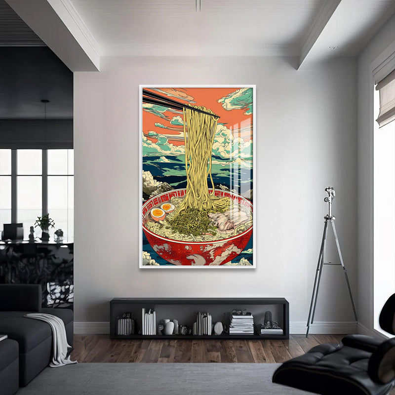 Ramen Cam Tablo – Beyaz Çerçeveli Cam Tablo