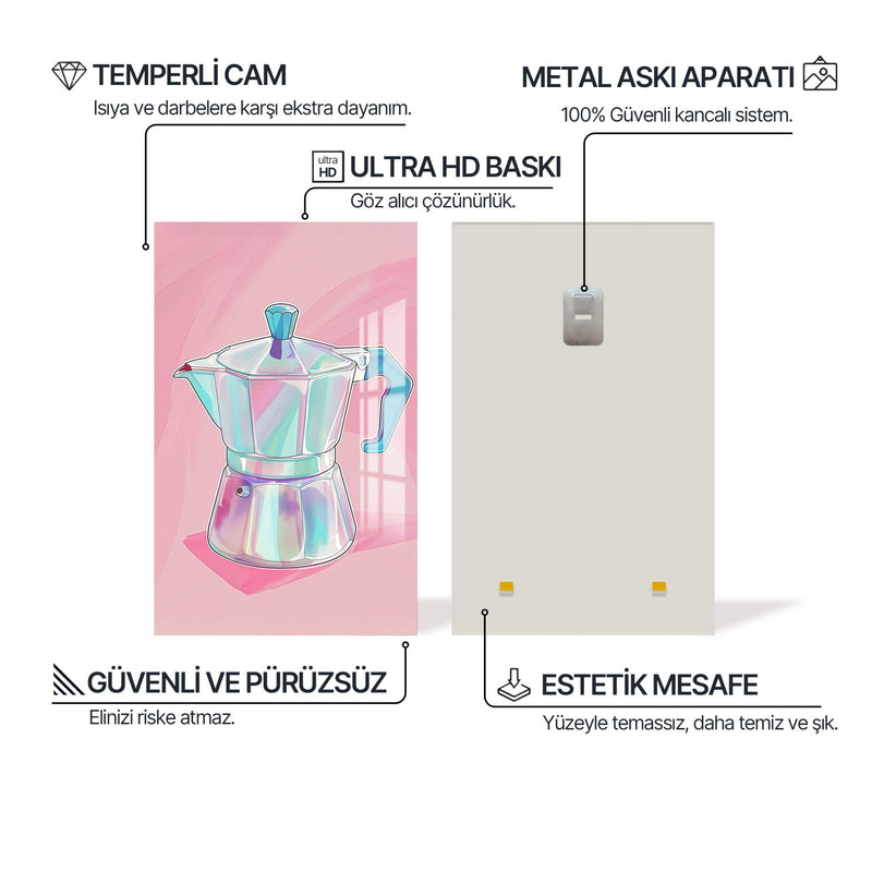 Moka Pot Desenli Cam Tablo – Cam Tablo