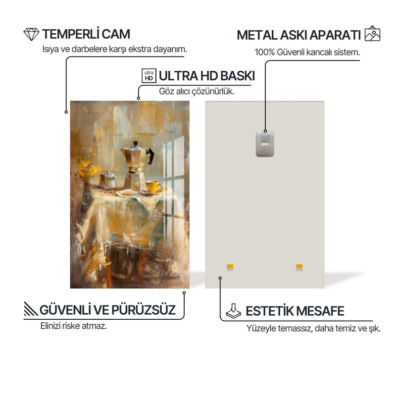 Moka Pot ve Eski Masa Cam Tablo – Cam Tablo
