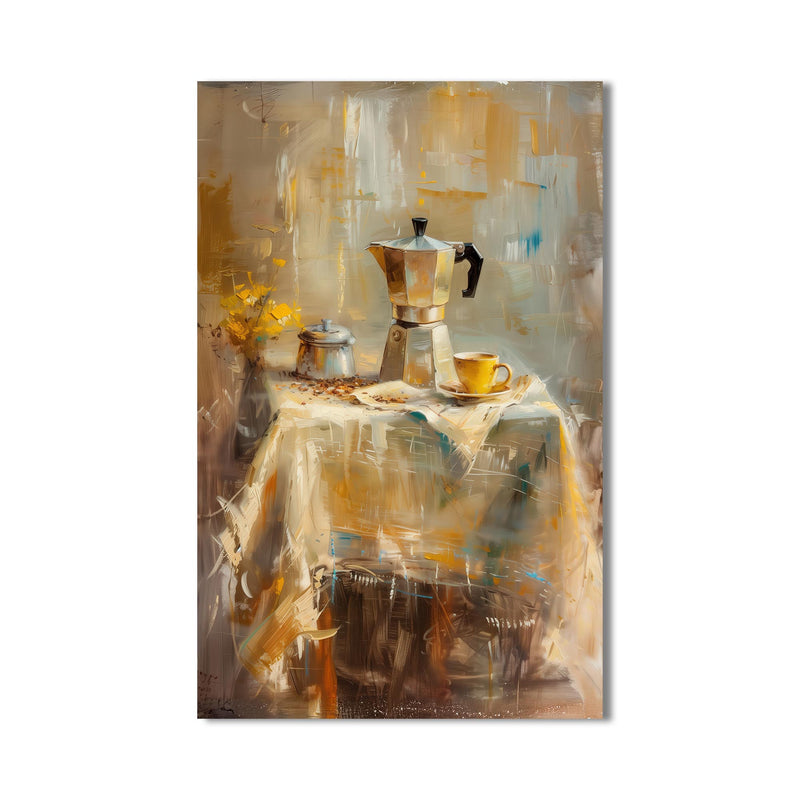 Moka Pot ve Eski Masa Cam Tablo – Cam Tablo