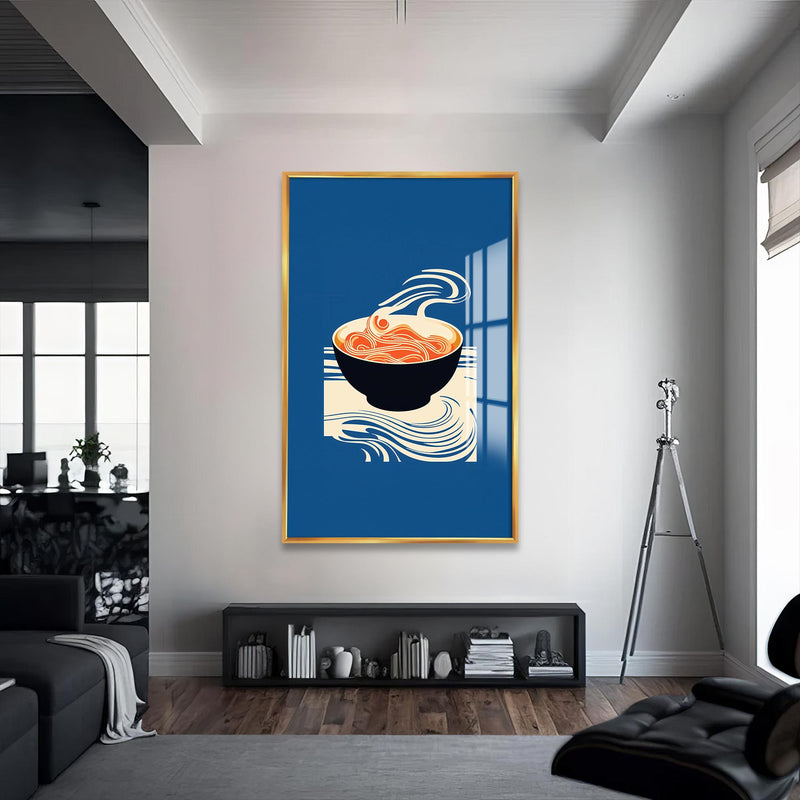 Ramen Art Cam Tablo – Altın Çerçeveli Cam Tablo