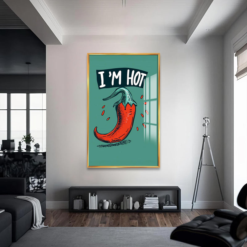 I'am Hot Cam Tablo – Altın Çerçeveli Cam Tablo