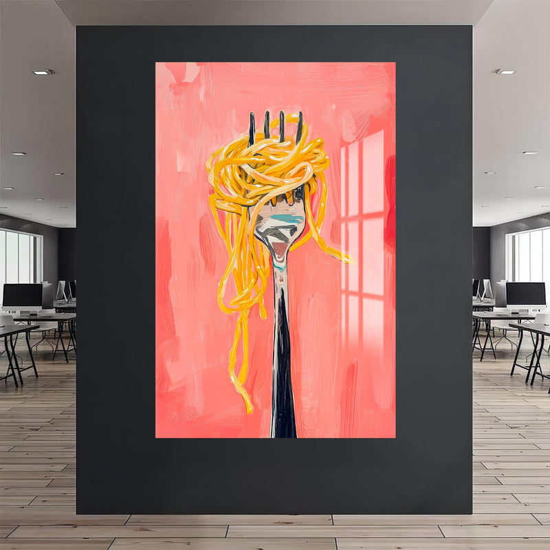 Çatal ve Spagetti Cam Tablo – Cam Tablo