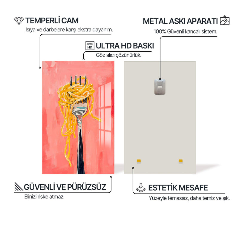 Çatal ve Spagetti Cam Tablo – Cam Tablo