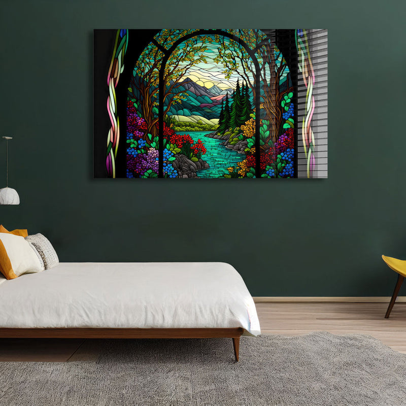 Doğa Vitray Etkisi Cam Tablo – Cam Tablo