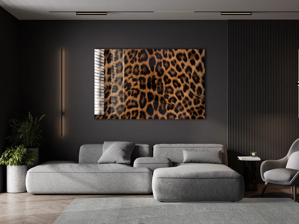 Leopar Kürkü Cam Tablo