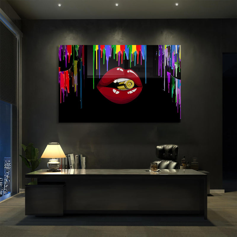 Kırmızı Dudak Cam Tablo