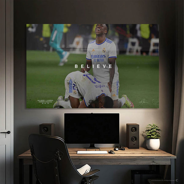 Believe Futbol Temalı Cam Tablo