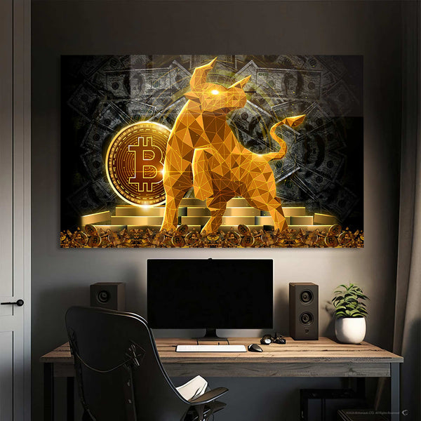 Boğa Bitcoin Cam Tablo