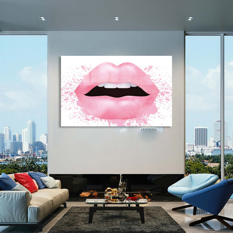 Pembe Dudak Cam Tablo