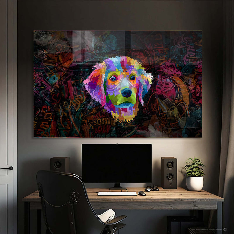 Renkli Köpek Cam Tablo