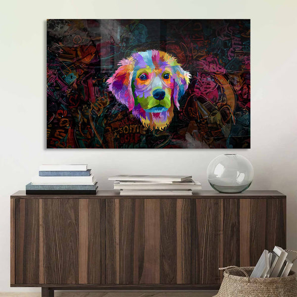 Renkli Köpek Cam Tablo