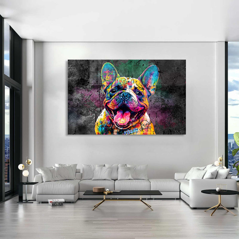 Renkli Köpek Cam Tablo