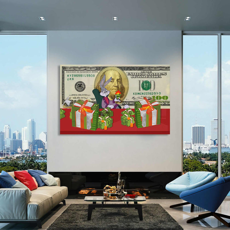 Bugs Bunny Dolar Cam Tablo – Cam Tablo