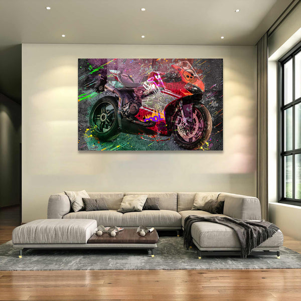 Renkli Motosiklet Cam Tablo