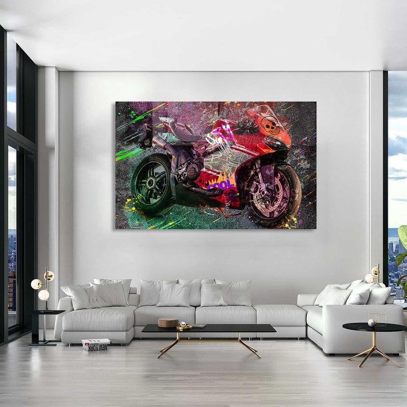Renkli Motosiklet Cam Tablo