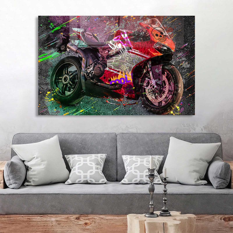 Renkli Motosiklet Cam Tablo
