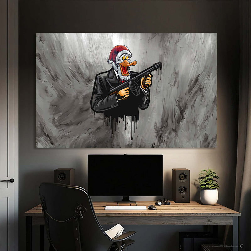 Silahlı Donald Duck Cam Tablo