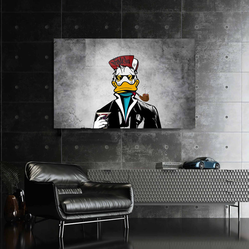 Silahlı Donald Duck Cam Tablo