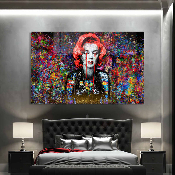 Renkli Marilyn Monroe Cam Tablo