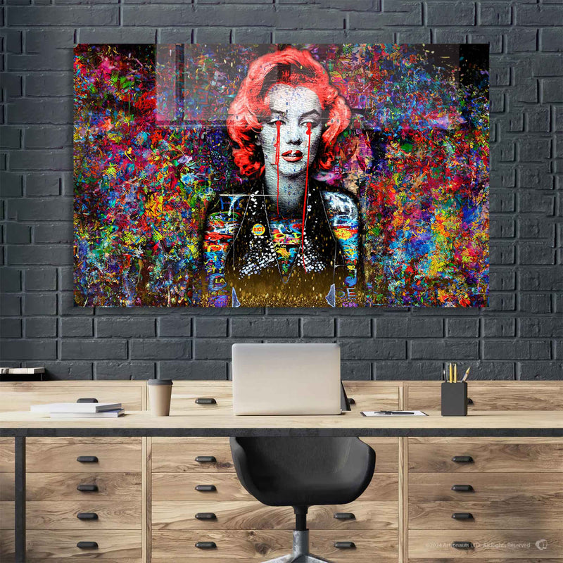Renkli Marilyn Monroe Cam Tablo