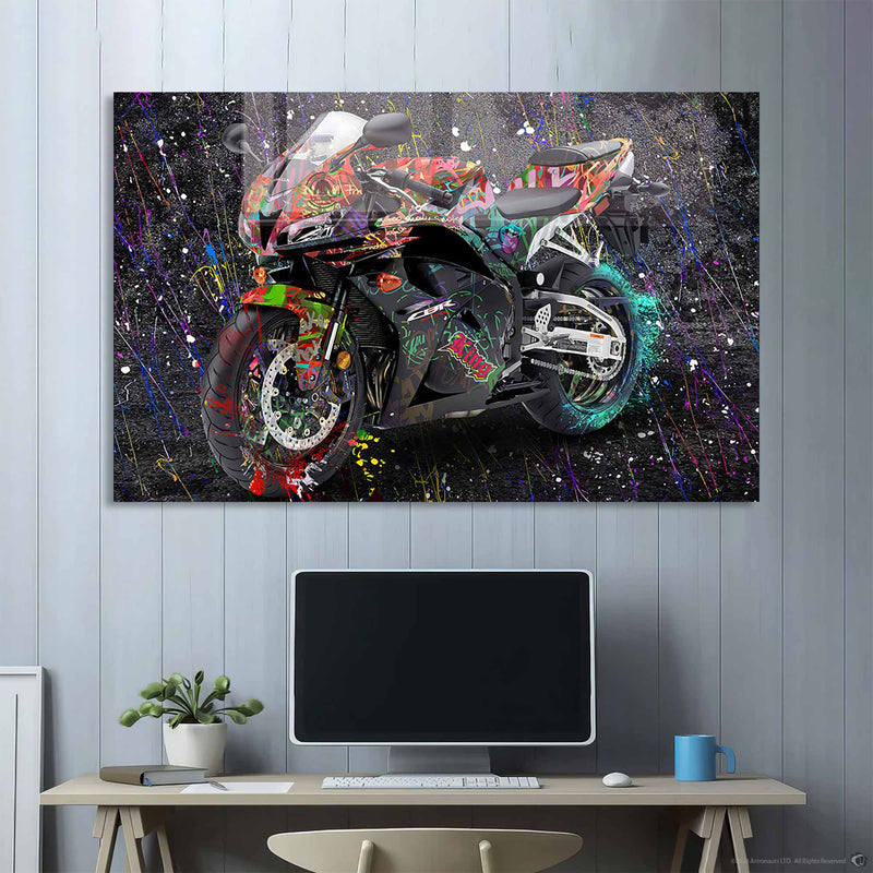 Renkli Motosiklet Cam Tablo