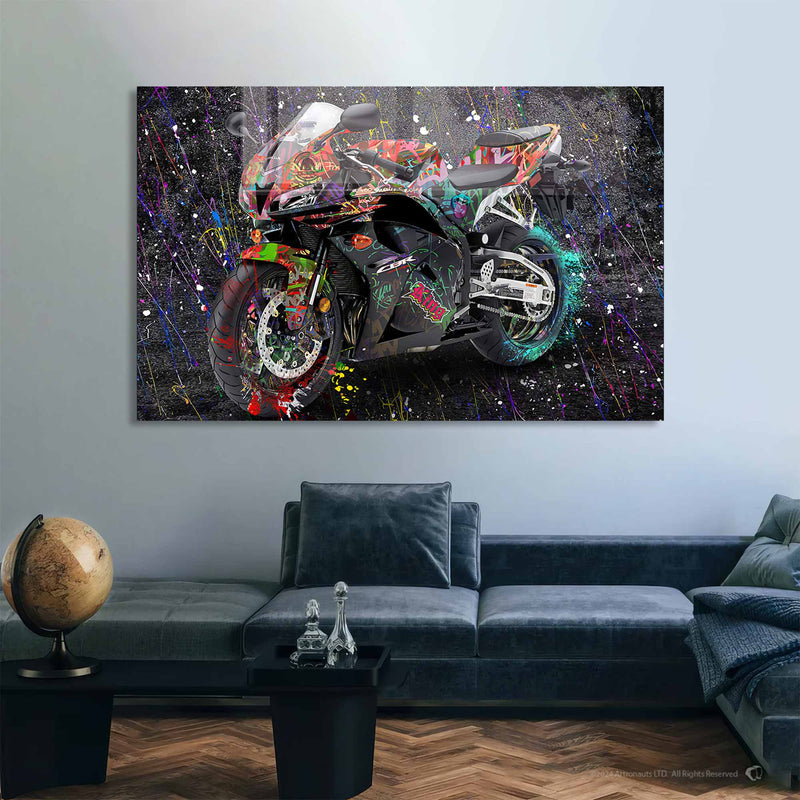 Renkli Motosiklet Cam Tablo