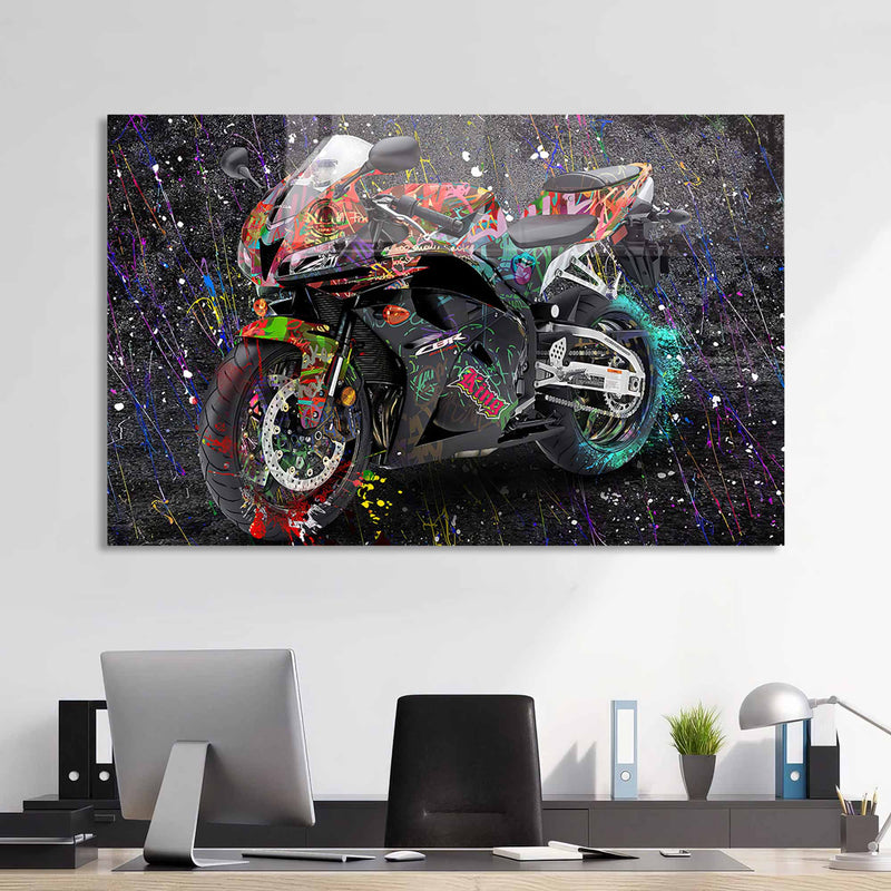 Renkli Motosiklet Cam Tablo