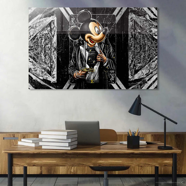 Silahlı Mickey Mouse Cam Tablo