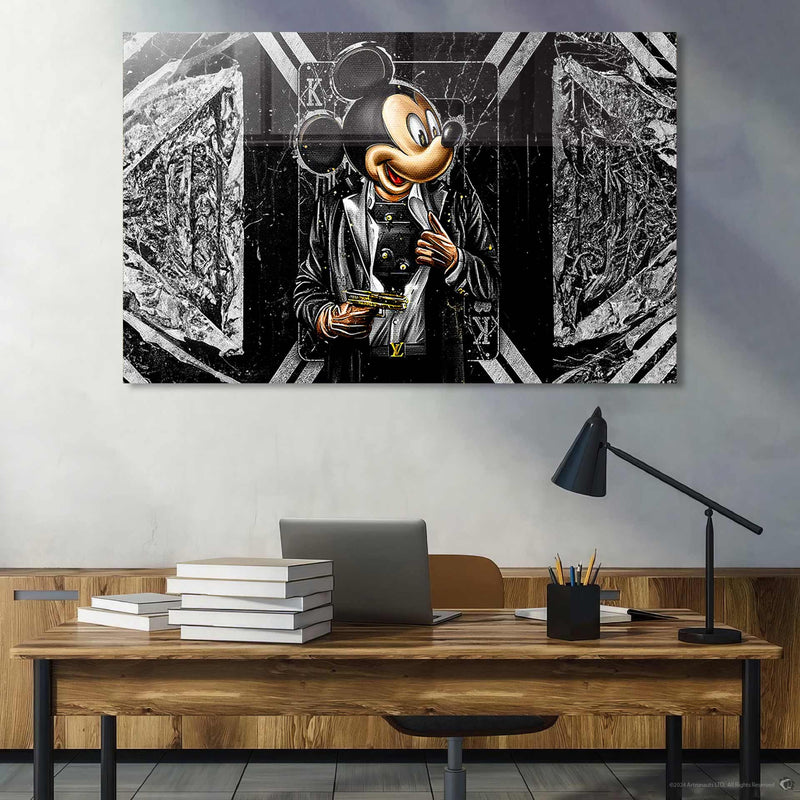 Silahlı Mickey Mouse Cam Tablo