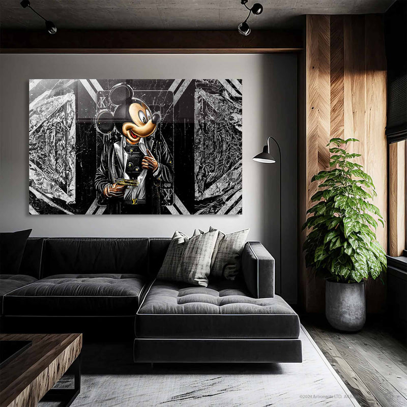 Silahlı Mickey Mouse Cam Tablo