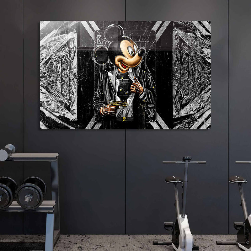 Silahlı Mickey Mouse Cam Tablo