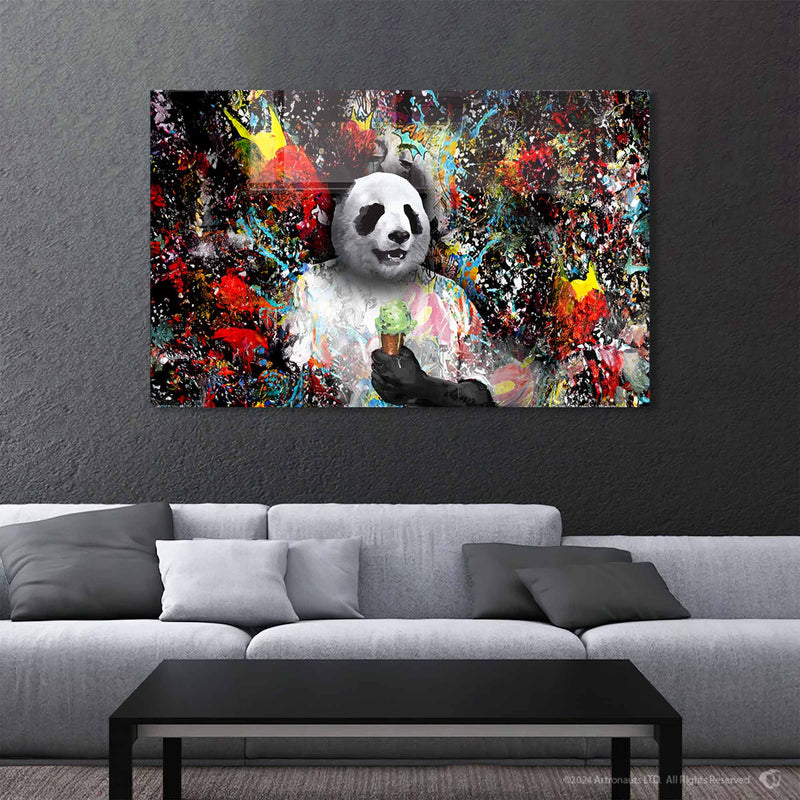 Dondurmalı Panda Cam Tablo – Cam Tablo