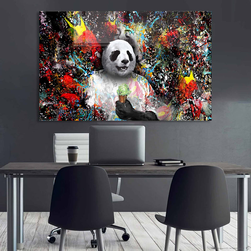 Dondurmalı Panda Cam Tablo – Cam Tablo