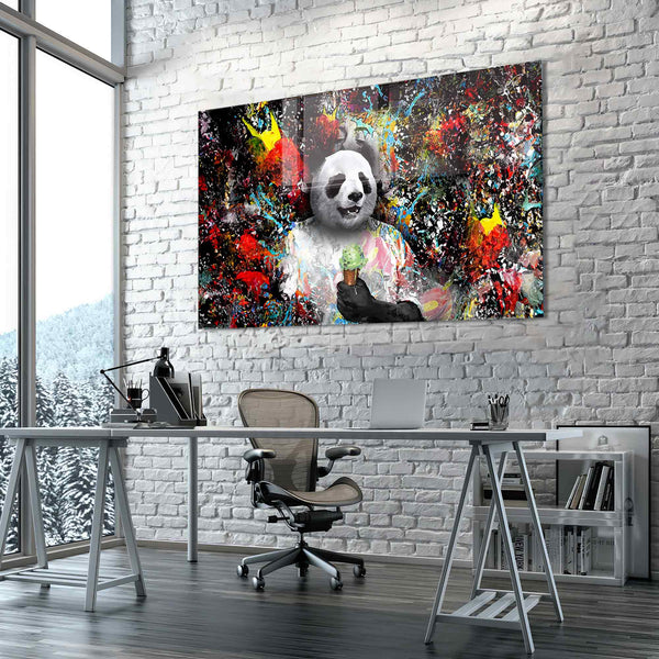 Dondurmalı Panda Cam Tablo