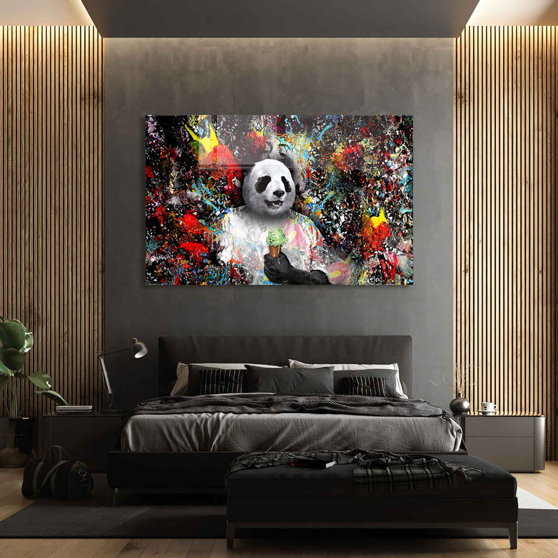 Dondurmalı Panda Cam Tablo – Cam Tablo