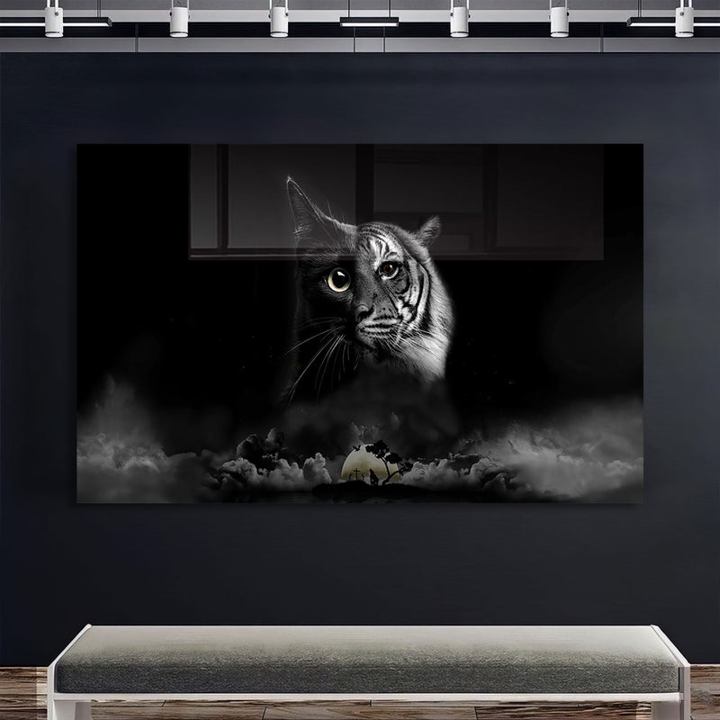 Kedi ve Kaplan Cam Tablo
