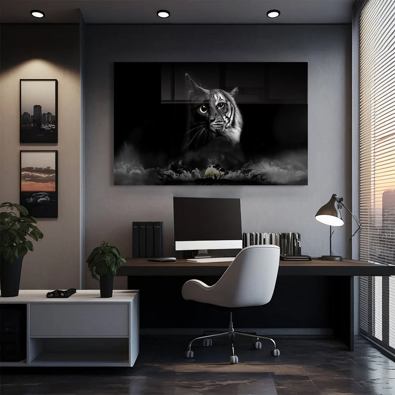 Kedi ve Kaplan Cam Tablo