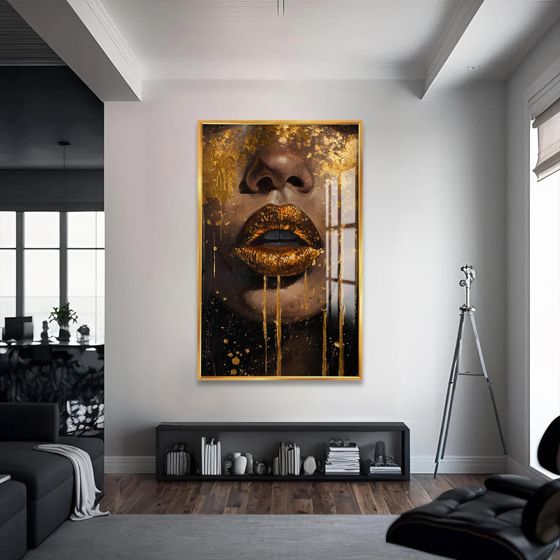 Golden Silence Cam Tablo – Altın Çerçeveli Cam Tablo