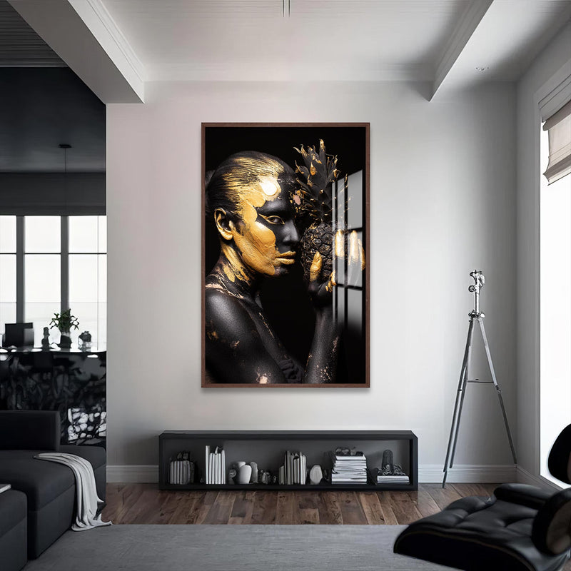 Golden Soul Cam Tablo – Ceviz Çerçeveli Cam Tablo