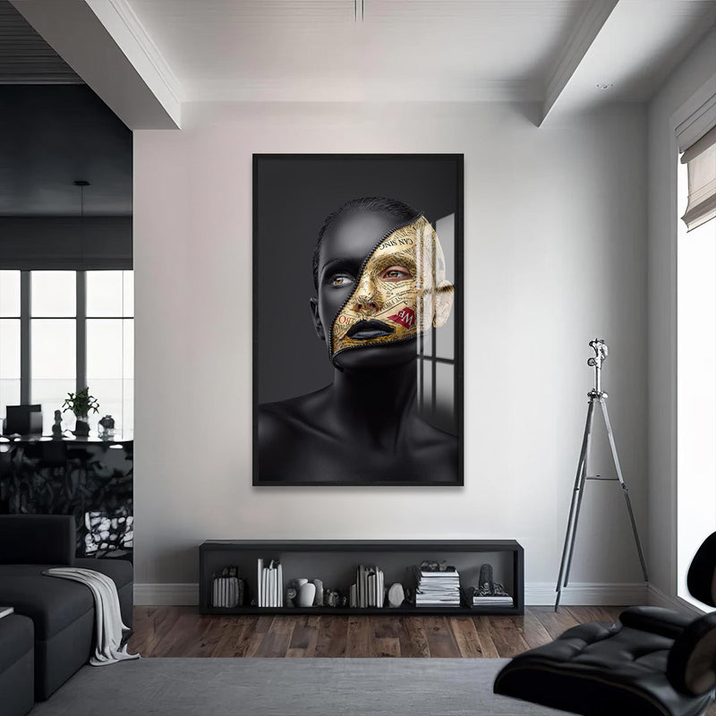 Whispering Gleam Cam Tablo – Siyah Çerçeveli Cam Tablo