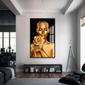 Golden Aura Cam Tablo – Siyah Çerçeveli Cam Tablo