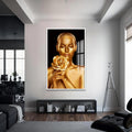 Golden Aura Cam Tablo – Beyaz Çerçeveli Cam Tablo
