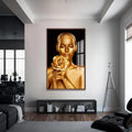 Golden Aura Cam Tablo – Ceviz Çerçeveli Cam Tablo