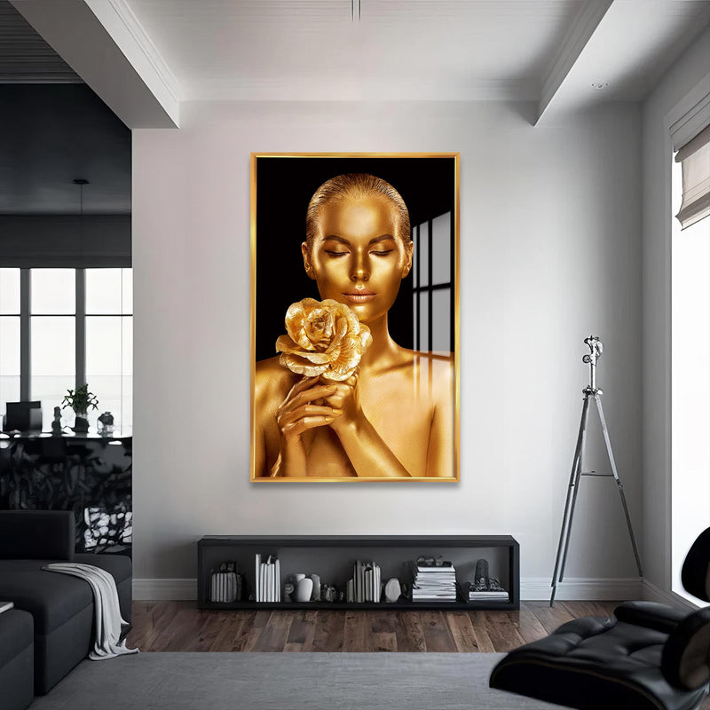 Golden Aura Cam Tablo – Altın Çerçeveli Cam Tablo