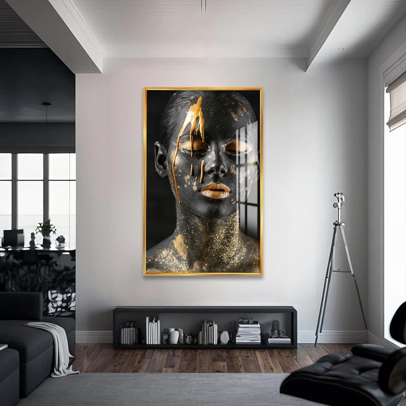 Eyes of Gold Cam Tablo – Altın Çerçeveli Cam Tablo