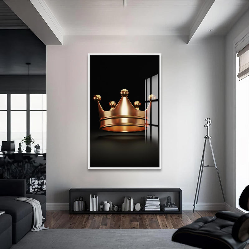 Crown in Gold Cam Tablo – Beyaz Çerçeveli Cam Tablo