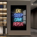 Eat Sleep Game  Renkli Cam Tablo – Cam Tablo