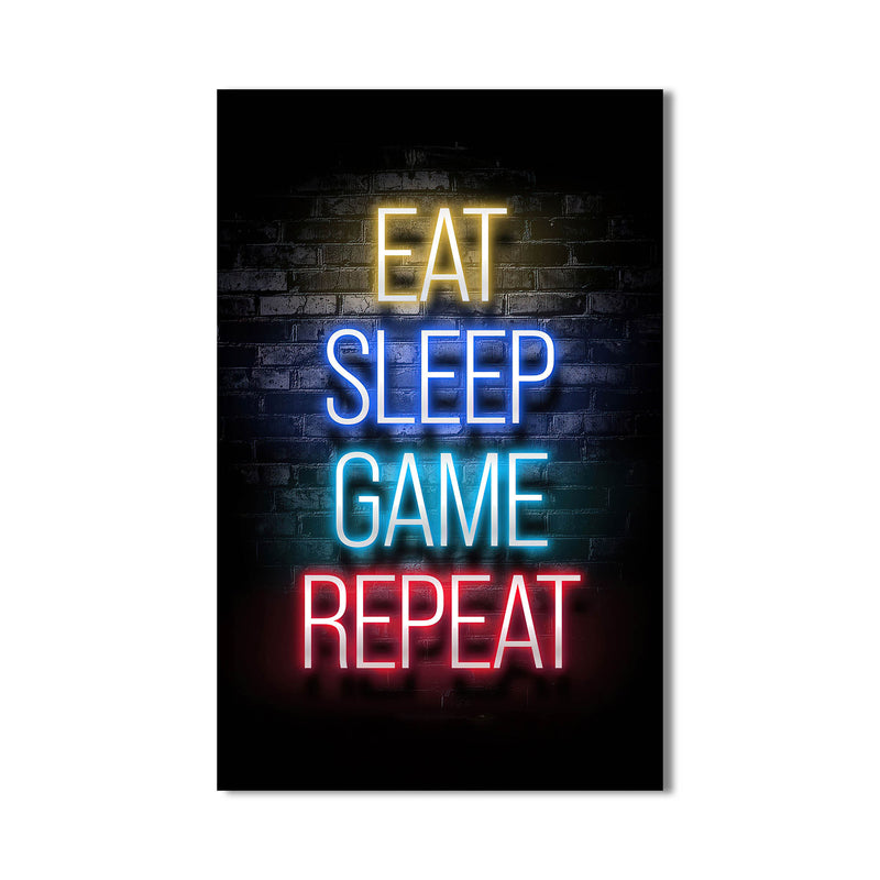 Eat Sleep Game  Renkli Cam Tablo – Cam Tablo