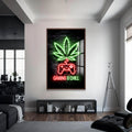 Gaming & Chill Cam Tablo – Ceviz Çerçeveli Cam Tablo